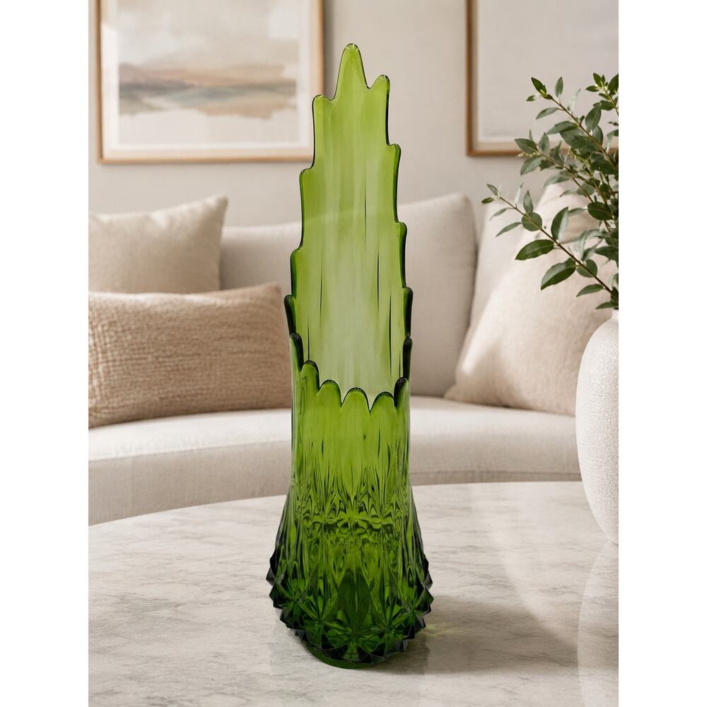 1970's LE Smith Diamond Point Swung Vase
